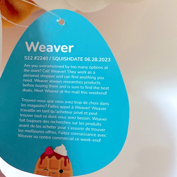 NWT Squishmallows 12” Weaver the Waffle. - Picture 5 of 5